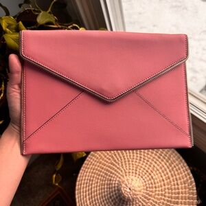 Rebecca Minkoff Leo Leather Envelope Pink Clutch